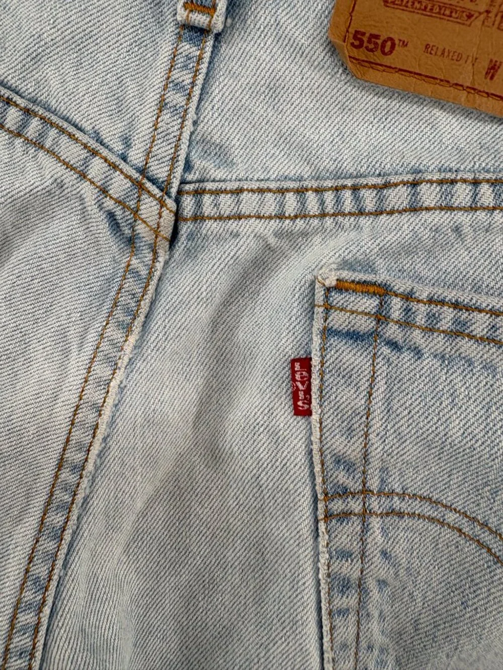 Vintage 90s Levi’s 550 Jeans Made USA 34x34 Light Wash Distressed Stained